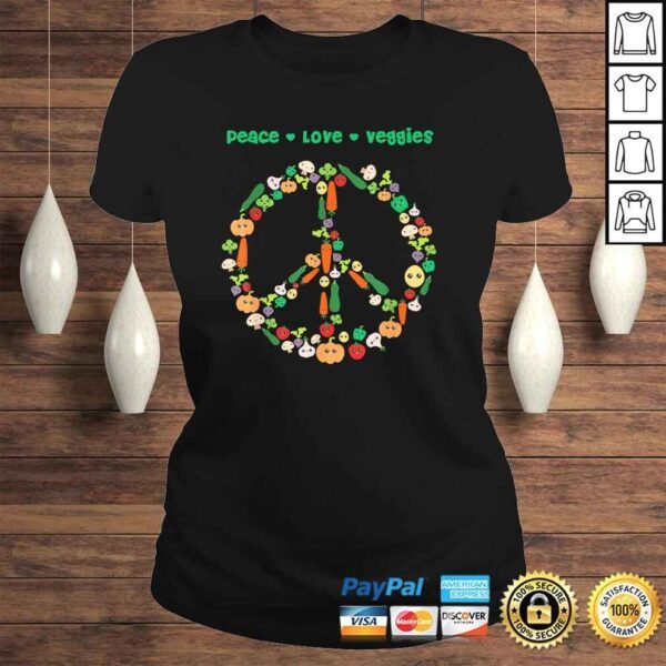 Kawaii Vegetables Peace Sign Funny Gift for Vegetarian Vegan Tee Shirt - Image 3