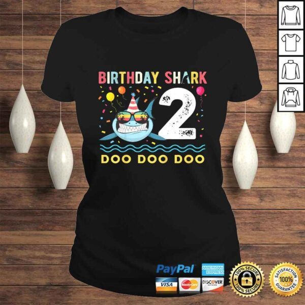 Kids 2 Year Old Birthday Shark Boys and Girls TShirt Gift - Image 3