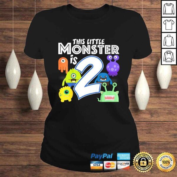 Kids 2 Year Old Monster Birthday Party Alien Monsters 2nd Shirt - Image 3