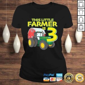 ClassicLadies Kids 3 Year Old Green Farm Tractor Birthday Party Farmer 3rd Tshirt