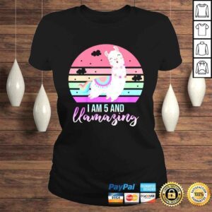 ClassicLadies Kids 5 Years Old 5th Birthday Llamazing Llama Shirt Gift