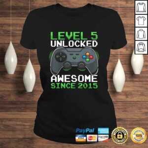 ClassicLadies Kids Level 5 Unlocked 5 Years Old Video Gamer Birthday Gift Boys TShirt