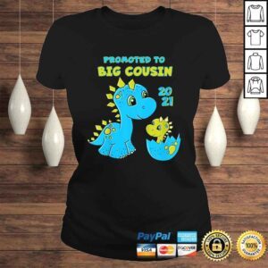 ClassicLadies Kids Promoted to Big Cousin 2021 Shirt Boy Dinosaur TShirt