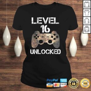 ClassicLadies Level 16 Unlocked Boys 16th Birthday 16 Year Old Gamer Shirt