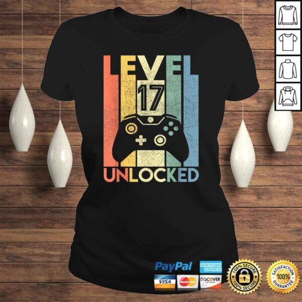 Level 17 Unlocked Shirt Funny Video Gamer 17th Birthday Gift Top - Image 3