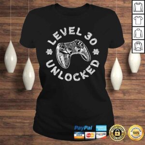 ClassicLadies Level 30 Unlocked Shirt Video Gamer 30th Birthday VNeck TShirt