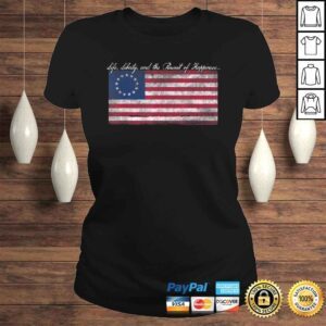 ClassicLadies Life Liberty and the Pursuit of Happiness Flag TShirt