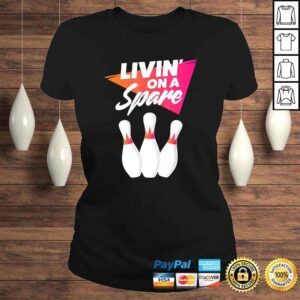 ClassicLadies Living On A Spare Bowling Team For Men Women or Kids VNeck TShirt