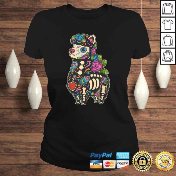 Llama Sugar Skull Mexico Alpaca Calavera Dia De Los Muertos T-shirt - Image 3