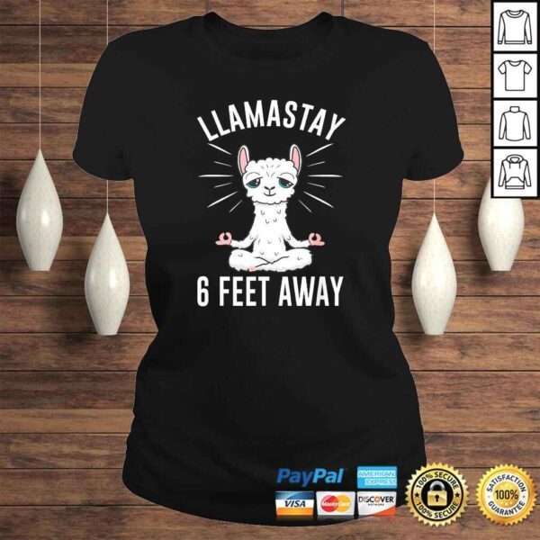 Llamastay 6 Feet Away Funny Social Distancing Llama Yoga TShirt - Image 3