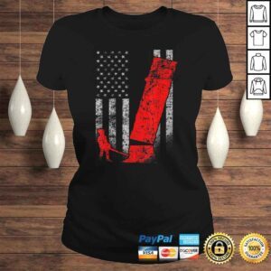 ClassicLadies Logging Flag Shirt Red Logger Felling a Tree on US Flag