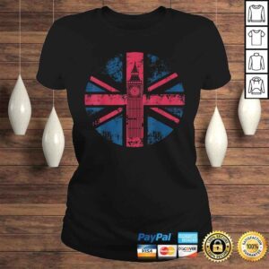 ClassicLadies London Big Ben Union Jack Vintage UK Flag British Shirt Gift