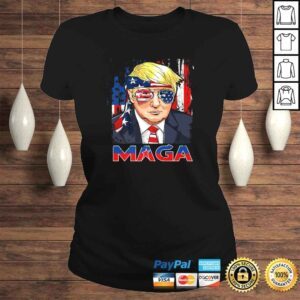 ClassicLadies Maga Trump American Flag VNeck TShirt