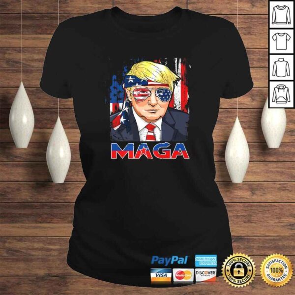 Maga Trump American Flag V-Neck T-Shirt - Image 3