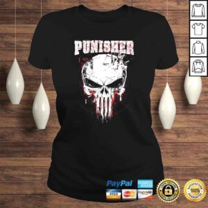 ClassicLadies Marvel The Punisher Skull and Red Streaked Logo Shirt 1