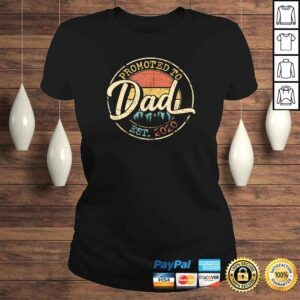 ClassicLadies Mens Promoted to Dad Est 2020 Funny First Time New Dad Gift Retro TShirt