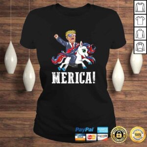 ClassicLadies Merica Flag Sunglasses Unicorn Trump America First Shirt