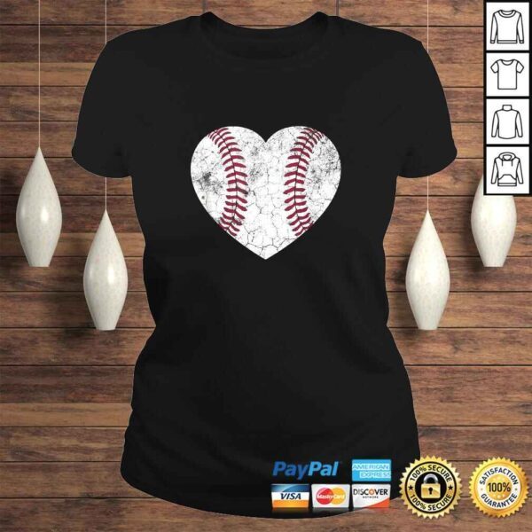 Mother's Day Gift Distressed Heart Baseball Heart Mom Mommy TShirt - Image 3