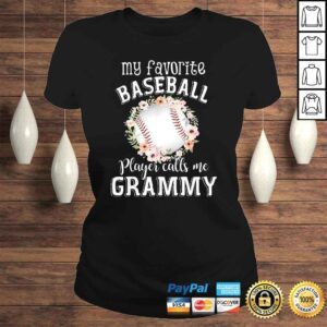 ClassicLadies My Favorite Baseball Player Calls Me Grammy Flower TShirt