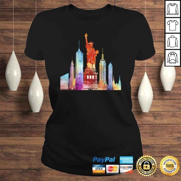 New York City Watercolor Statue Of Liberty NYC Shirt Tee - Image 3