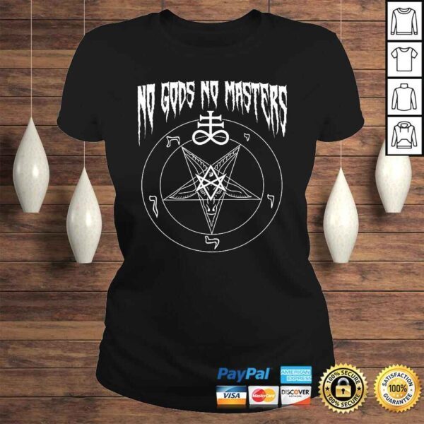 No Gods No Masters Satanic Baphomet Devil TShirt - Image 3