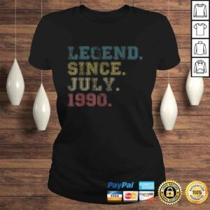 ClassicLadies Official 30th Birthday Vintage Legend Since July 1990 Gift 30 Yrs Old TShirt