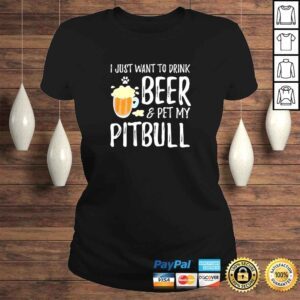 ClassicLadies Official Beer and Pitbull Shirt Funny Dog Mom or Dog Dad Gift Idea TShirt