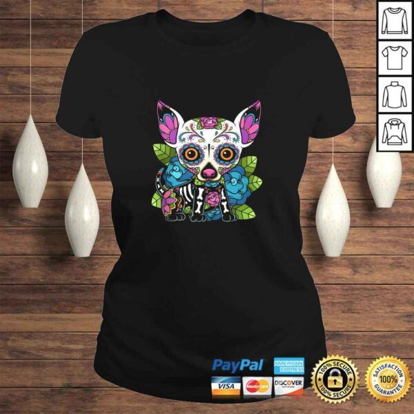 Official Chihuahua Sugar Skull Mexico Dog Calavera Dia De Los Muertos Tee Shirt - Image 3