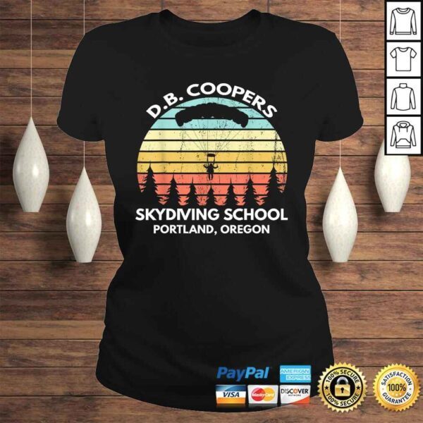 Official D. B. Coopers Skydiving School Portland, Oregon Funny V-Neck T-Shirt - Image 3