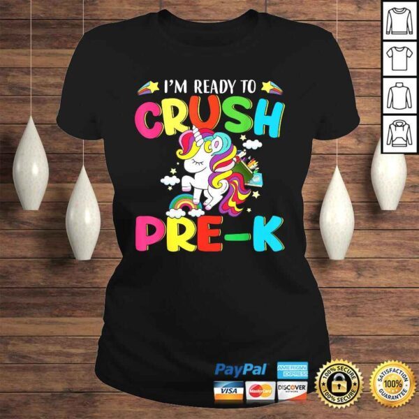 Official I'm ready to crush pre-k Grade Unicorn Kids Shirt - Image 3