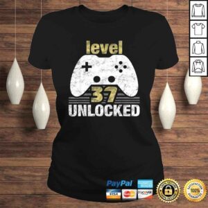 ClassicLadies Official Level 37 Unlocked 37th Birthday 37 Year Old Gift for Gamers TShirt