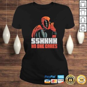 ClassicLadies Official Marvel Deadpool SHHH No One Cares Whisper Shirt