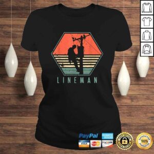 ClassicLadies Official Mens Lineman Shirt Vintage Retro Electrician Gift Top