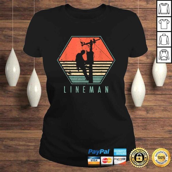 Official Mens Lineman Shirt Vintage Retro Electrician Gift Top - Image 3