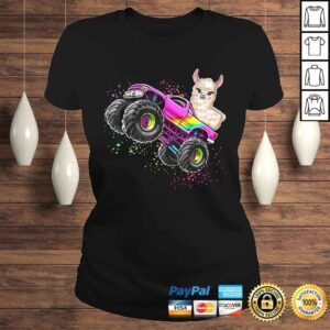 ClassicLadies Official Monster Truck Llama Birthday Party Monster Truck Girl Tshirt