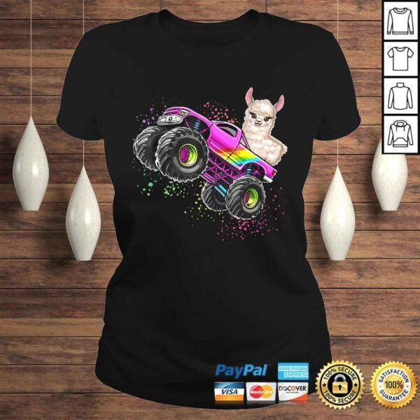 Official Monster Truck Llama Birthday Party Monster Truck Girl T-shirt - Image 3