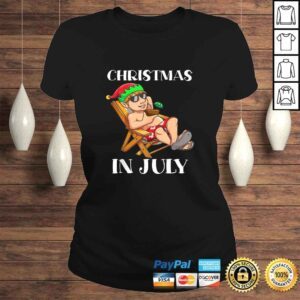 ClassicLadies Official Relaxing Elf On Summer Vacation On Beach Christmas In July TShirt