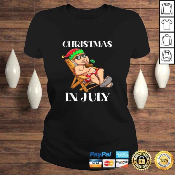 Official Relaxing Elf On Summer Vacation On Beach Christmas In July TShirt - Image 3