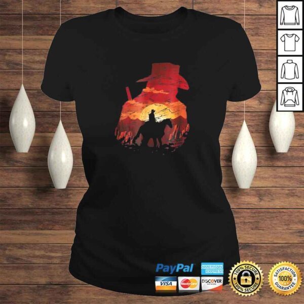 Official Sunset Cowboy RDR2 Cool Gaming T-shirt - Image 3