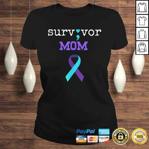 Official Survivor Mom - Semicolon Gift Suicide Prevention Awareness Shirt - Image 3