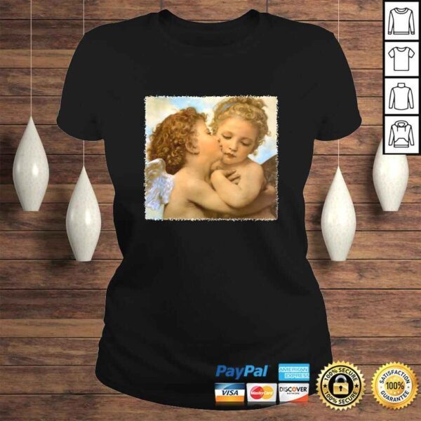 Official The First Kiss, angels detail by Bouguereau TShirt - Image 3