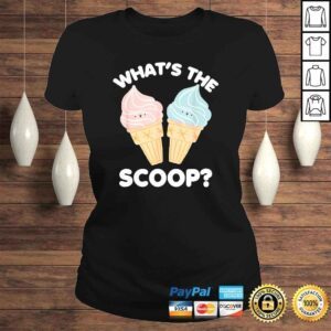 ClassicLadies Official Whats the Scoop Gender Reveal Shower Party Baby TShirt