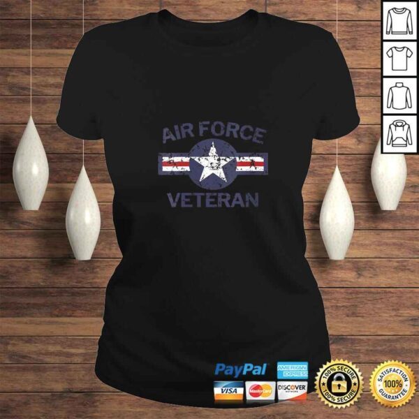 Official Womens Air Force Veteran with Vintage Roundel Grunge TShirt - Image 3