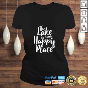 ClassicLadies Official Womens The Lake Is My Happy Place Boating Sailing Saying Tshirt