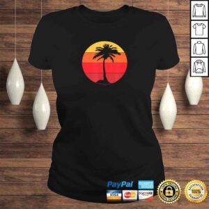 ClassicLadies Pacific Ocean Beach Palm Tree Sun Retro Vintage Shirt