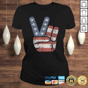 ClassicLadies Peace Sign American Flag Vintage USA Shirt