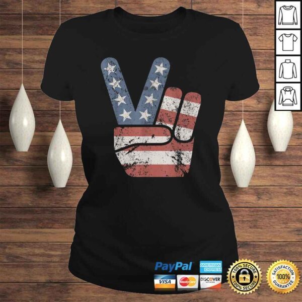 Peace Sign American Flag Vintage USA Shirt - Image 3