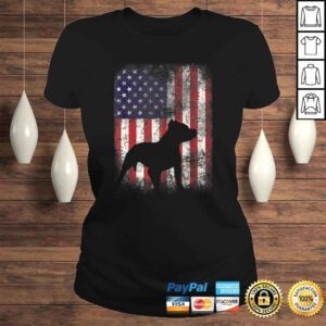 ClassicLadies Pitbull American Flag Shirt USA Patriotic Dog Gift