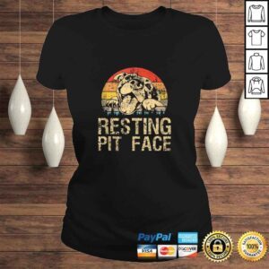 ClassicLadies Pitbull Resting Pit Face Vintage Funny Pitbull Lovers Shirt