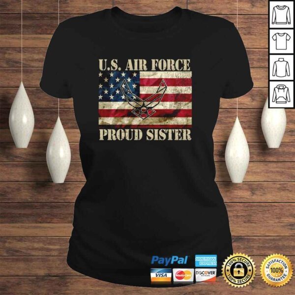 Proud Air Force Sister Military Veteran Pride US Flag Hoodie - Image 3